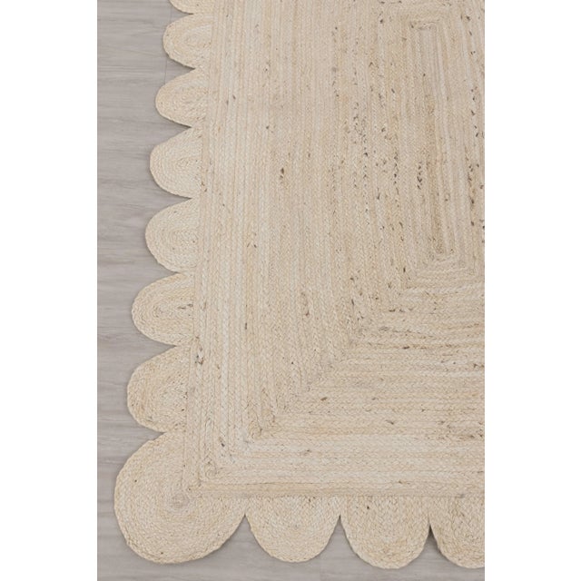 White Natural White Jute Scallop Hand Made Rug - 5'x7' For Sale - Image 8 of 12