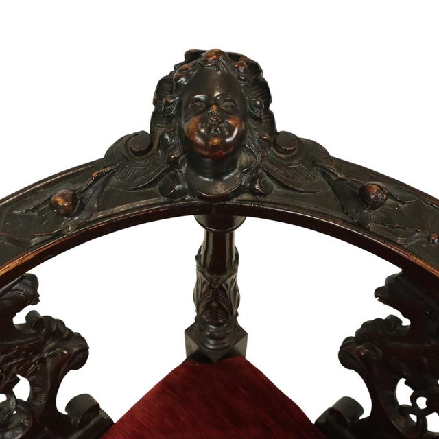 Antique Italian Oak Corner Chair, 1890s For Sale - Image 14 of 18
