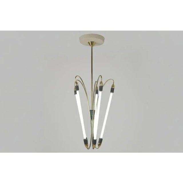 Neon and Brass Lamp, Germany, 1950s For Sale - Image 6 of 6