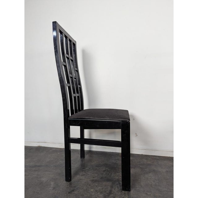 Japanese-Style Black Lacquered Chairs, Set of 6 For Sale - Image 5 of 11