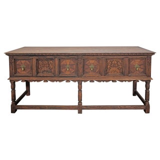 Vintage Large Carved Walnut Storage Console For Sale