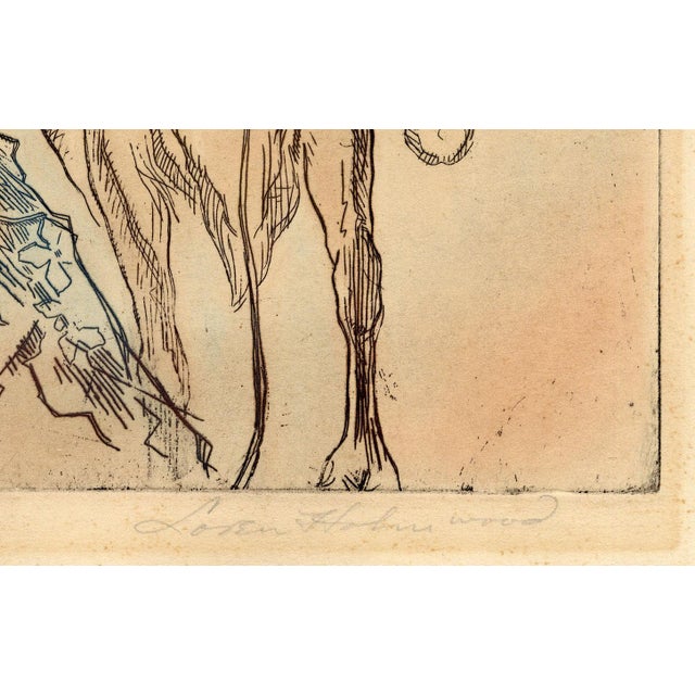 Loren Holmwood, Sámi with Reindeer Höstflytning, 1930s, Etching For Sale - Image 6 of 10