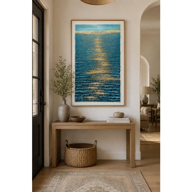 Original oil on canvas, unstretched, by artist Samuel H. The artist masterfully captures the shimmering effect on the...