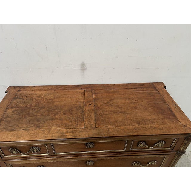 Louis XVI Style Mahogany Chest of Drawers with Grey Veined Marble Top For Sale - Image 9 of 14