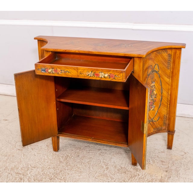 Adams Style Paint Decorated 2 Door Server Commode For Sale - Image 4 of 18