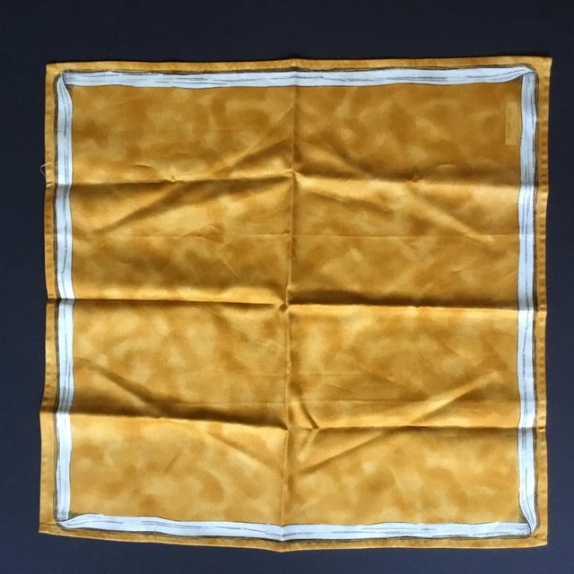 French Late 20th Century Pierre Frey Golden Satin Lime Wash Cream Ribbon Cotton Napkins Paris- Set of 2 For Sale - Image 3 of 11