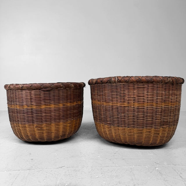 Vintage Japanese Bamboo Baskets, 1960s, Set of 2 For Sale - Image 16 of 16