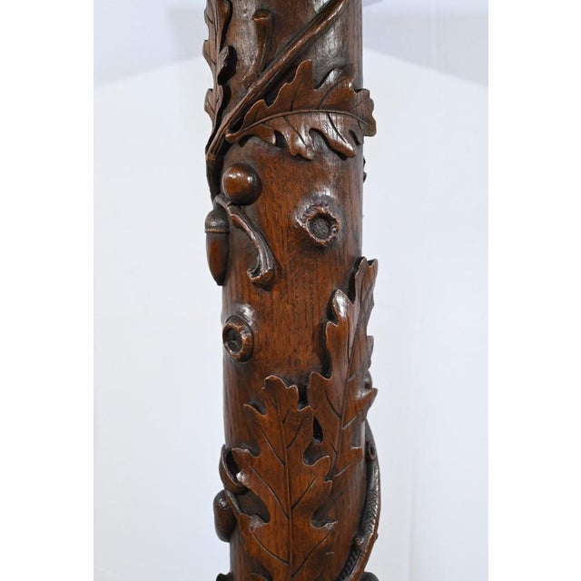Brown Art Nouveau Oak and Walnut Column, 1900s For Sale - Image 8 of 18