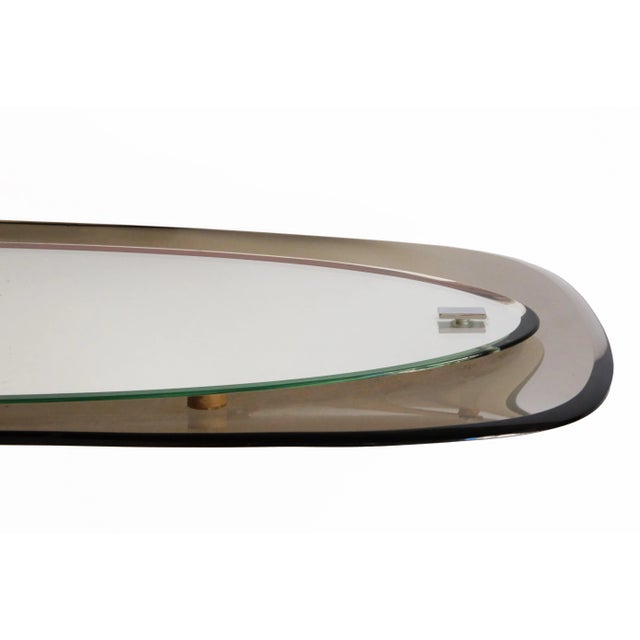 Tan Vintage Italian Wall Mirror in Mirrored and Colored Crystal, 1970s For Sale - Image 8 of 10