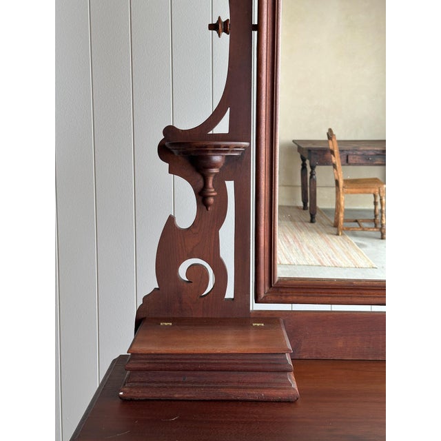 Antique Mid-19th Century Walnut Dresser With Arched Mirror & Hidden Drawer For Sale - Image 4 of 16