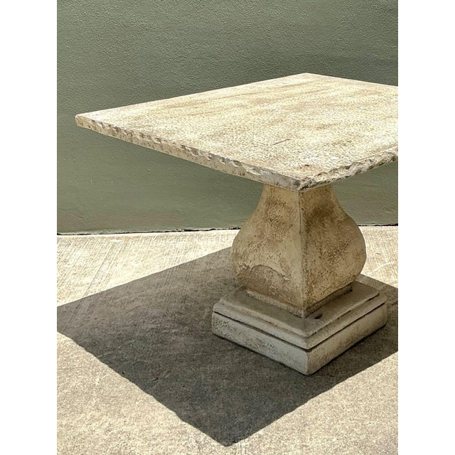 Vintage Square Stone Top Pedestal Dining Table For Sale - Image 13 of 15