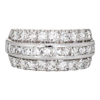 2ct French Cut Diamond Ring Vintage Platinum Band Sz 5.5 Estate Fine Jewelry For Sale