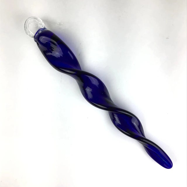 1990s Solid Artisan Glass Hanging Swirling Ornament For Sale - Image 9 of 9