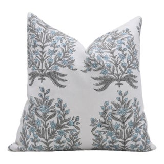 Fabdivine Handmade Block Printed Cushion Cover 12x20 Inch Thick Cotton White-Vrindavan For Sale