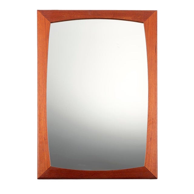 Wood Vintage Rectangular Wall Mirror with Teak Frame, Denmark, 1960s For Sale - Image 7 of 7