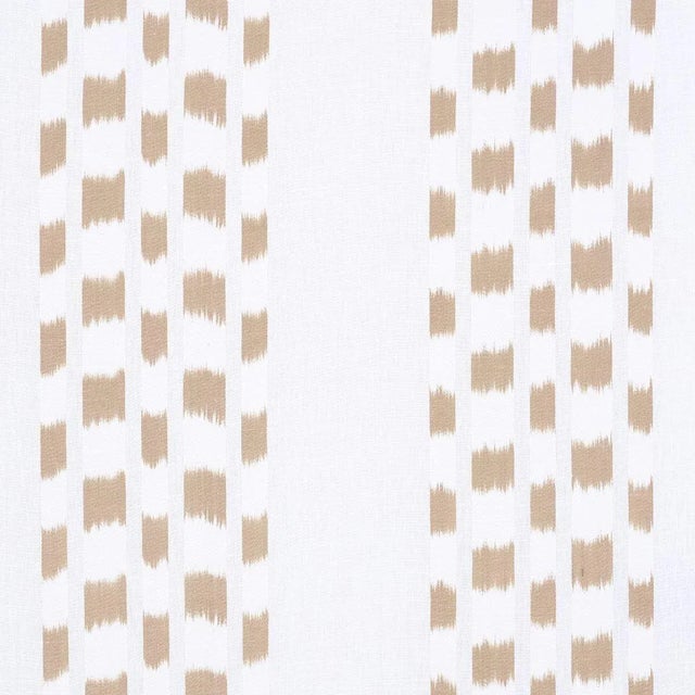 Schumacher Izmir Ikat Stripe Fabric in Sand For Sale