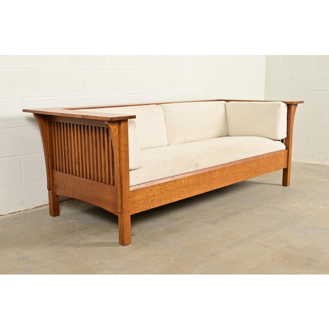 Stickley Mission Oak Arts & Crafts Spindle Settle Sofa For Sale - Image 11 of 11