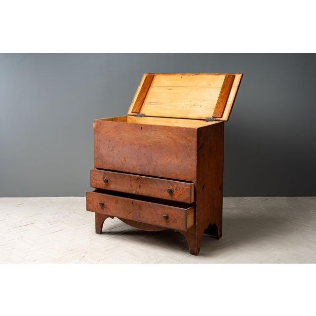 American Antique Vermont Grain Painted Blanket Chest For Sale - Image 3 of 18