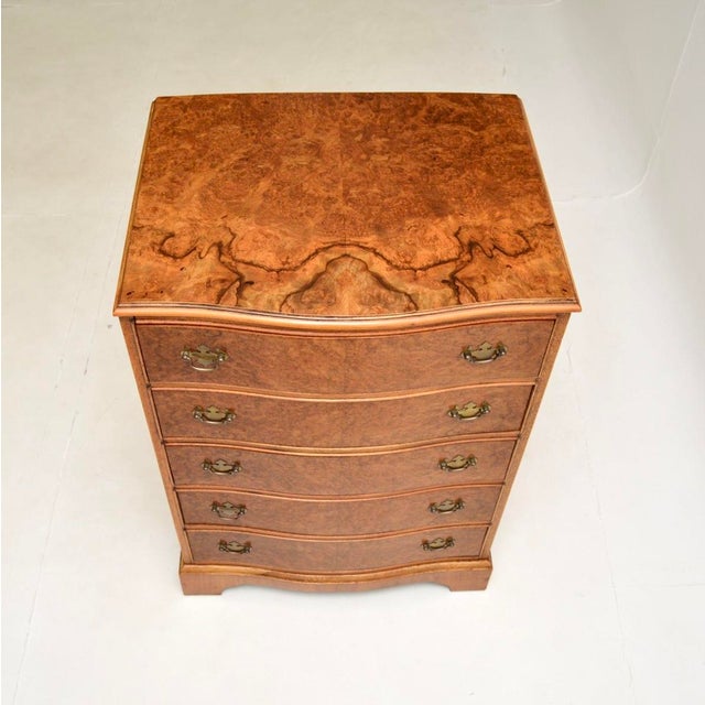 Burr Walnut Serpentine Chest of Drawers, 1930s For Sale - Image 6 of 10