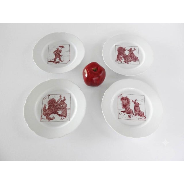 Victorian 1902 Hermann Ohme Hand-Painted Political Satire Porcelain Cabinet Plates - Set of 4 For Sale - Image 3 of 13