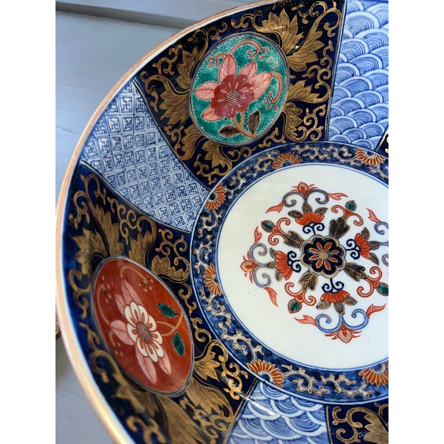 Mid-Century Modern Japanese Imari Bowl Mid Century Marked Gold Trim Vintage For Sale - Image 3 of 6