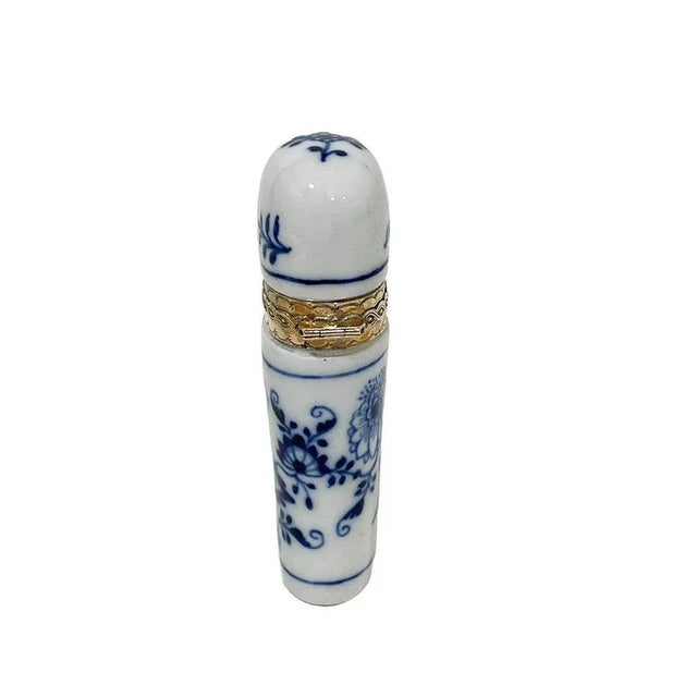 Small Antique Gold and Porcelain Scent Perfume Bottle in Box For Sale - Image 10 of 11