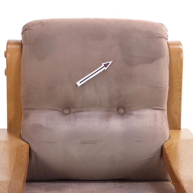 Wood A Pair of French Heavy Oak Brutalist Style Open Arm Chairs, C. 1960. For Sale - Image 7 of 8