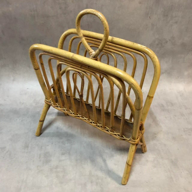 Rattan Magazine Rack, 1960s For Sale - Image 9 of 9