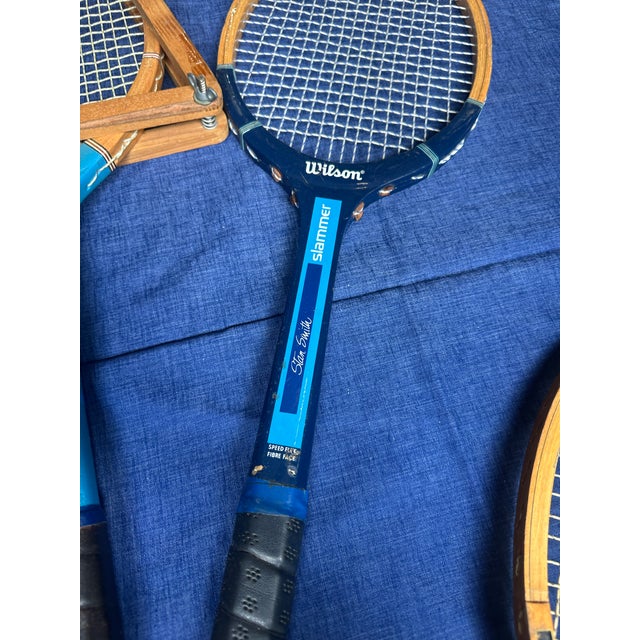 Collection of Vintage Wilson Tennis Rackets With Blue Accents For Sale In Atlanta - Image 6 of 6
