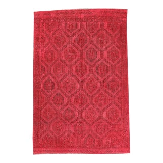 Red Vintage Overdyed Kilim Rug For Sale