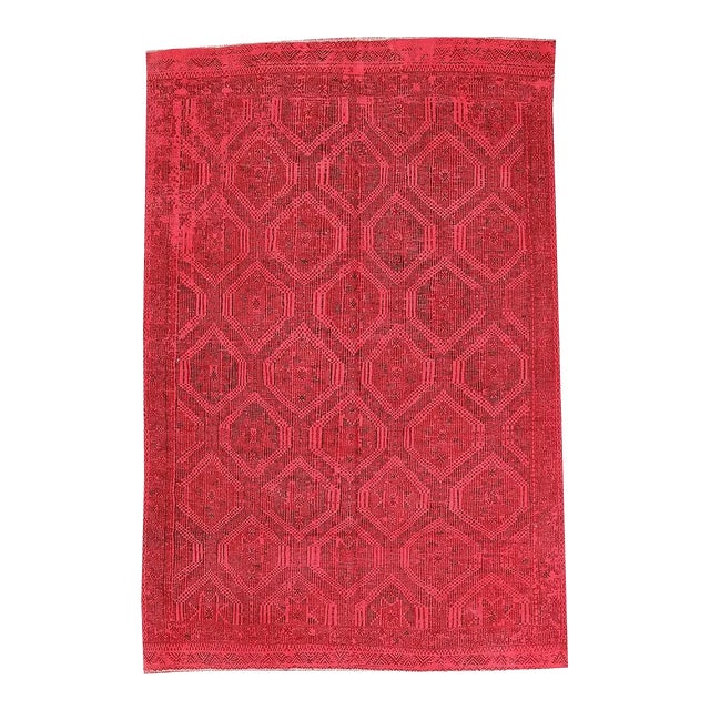 Red Vintage Overdyed Kilim Rug For Sale