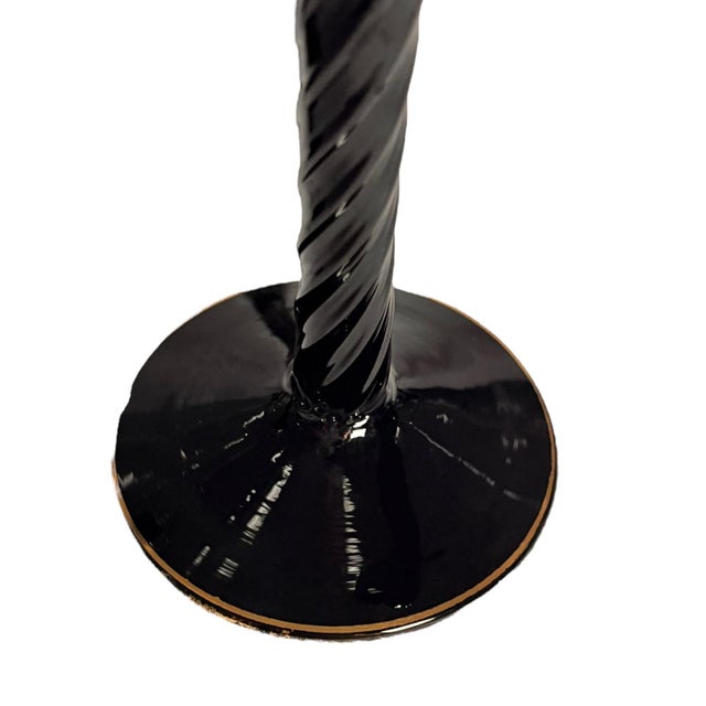 Black Mid 20th Century Set of 8 Art Deco Cocktail Glasses Hollywood Regency Holidays Barware Black Gold Art Nouveau For Sale - Image 8 of 10