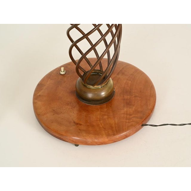 Large Twisted Brass and Walnut Table Lamp, Italy, 1950s For Sale - Image 15 of 17