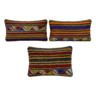 Bohemian Kilim Lumbar Pillow Cover 11'' X 23'' - Set of Two For Sale