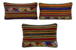 Bohemian Kilim Lumbar Pillow Cover 11'' X 23'' - Set of Two