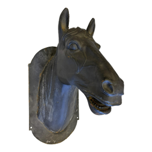 Antique French Life Size Heavy Cast Iron Horse Head Wall Mount Plaque Indoor/ Outdoor