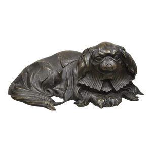 Early 20th Century Antique Henri Prozinski "Pekingese" French Bronze Figural Show Dog Sculpture