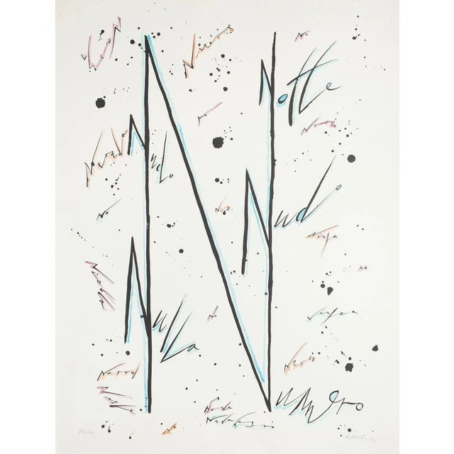 Letter Letter N Blue'' by Rafael Alberti, from Alphabet series, is an original lithograph, realized by Rafael Alberti in...