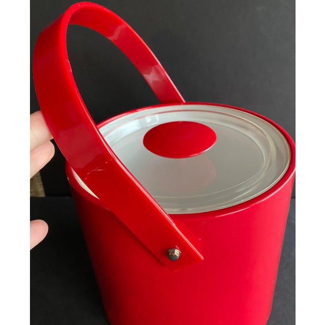 1950s 1950s Georges Briard Cherry Red Vinyl Ice Bucket For Sale - Image 5 of 9