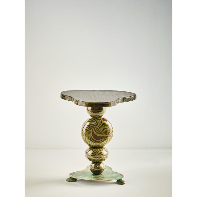 Brown & Green Ceramic & Bronze Alto Side Table by Henry Holland Studio For Sale - Image 6 of 6