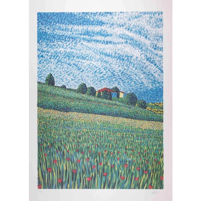 Lucio Rofrano, Countryside, Lithograph, 1990s For Sale