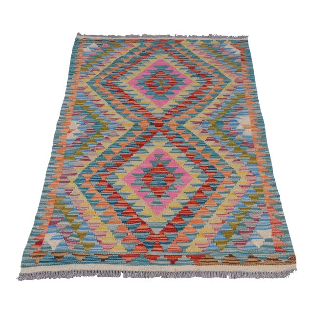 Modern Moroccan Style Hand Woven Colorful Kilim 2'5"x4'4" For Sale