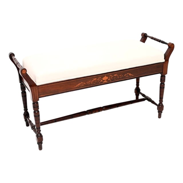 Antique English Victorian Bench, 1880s For Sale