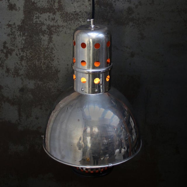Vintage French Chrome Metal Medical Pendant Light For Sale - Image 5 of 6