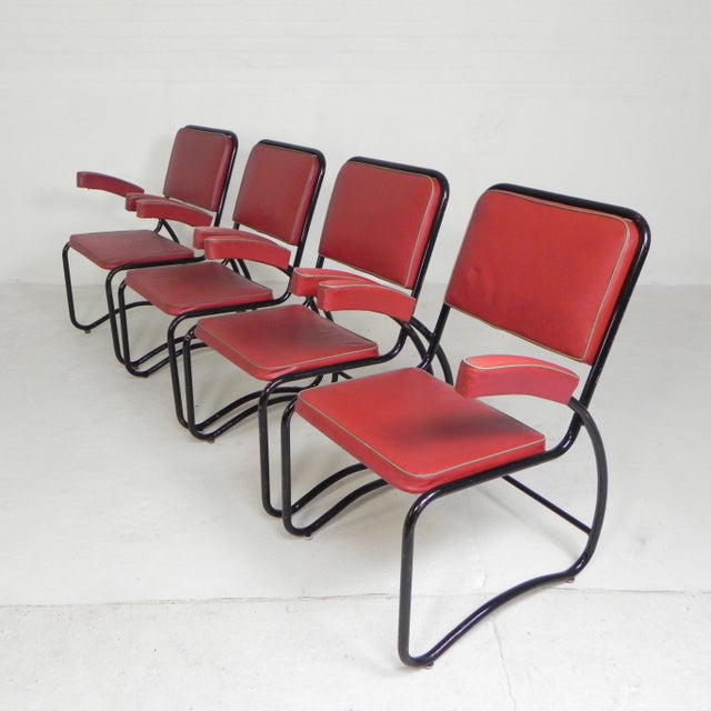 Glass Bauhaus Armchairs and Coffee Table with Tubular Frame, 1950s, Set of 5 For Sale - Image 7 of 18