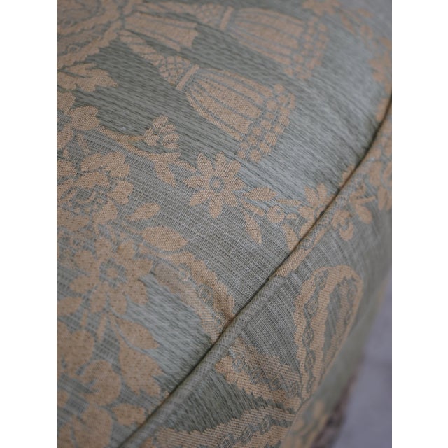 Pair Baker French Louis XV Damask Upholstered Bergere Chairs For Sale - Image 12 of 18