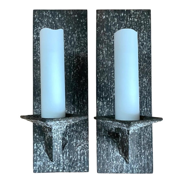 Vintage Frosted Glass and Metal Wall Sconces - A Pair For Sale