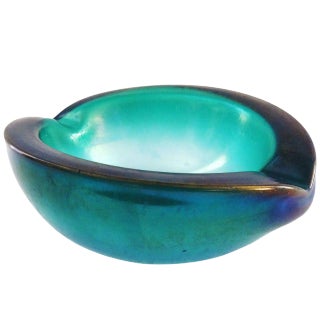 1950s Venini Iridescent Murano Art Glass Bowl For Sale