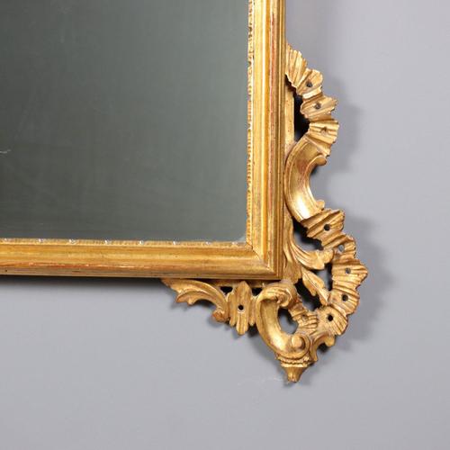Wood Mirror with Carved and Gilded Wooden Frame For Sale - Image 7 of 11