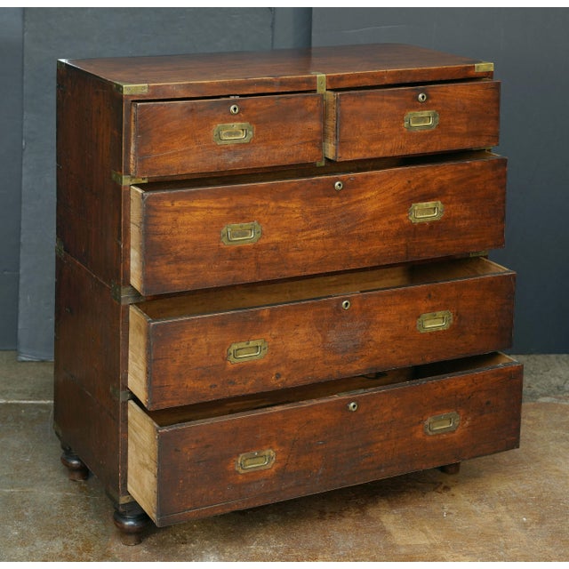 19th Century British Military Officer's Campaign Chest Dresser of Brass-Bound Mahogany For Sale - Image 5 of 10
